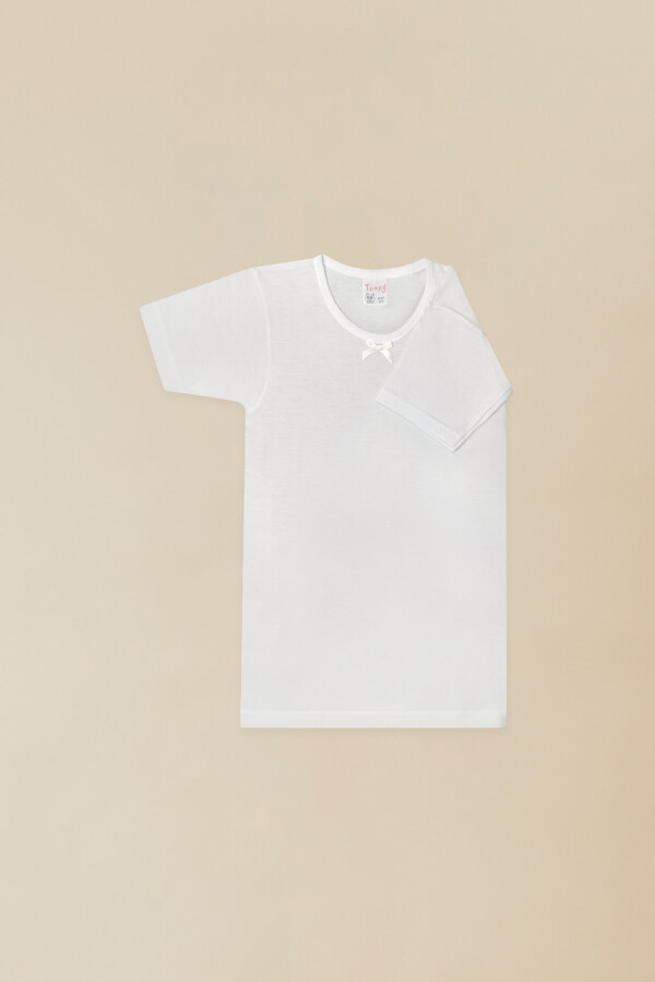 Maglia Intima Bimba Mezza Manica Girocollo 100% Cotone Jersey Pettinato Bianco