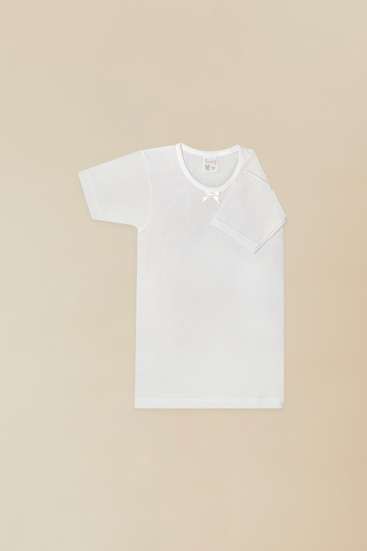 Maglia Intima Bimba Mezza Manica Girocollo 100% Cotone Jersey Pettinato Bianco