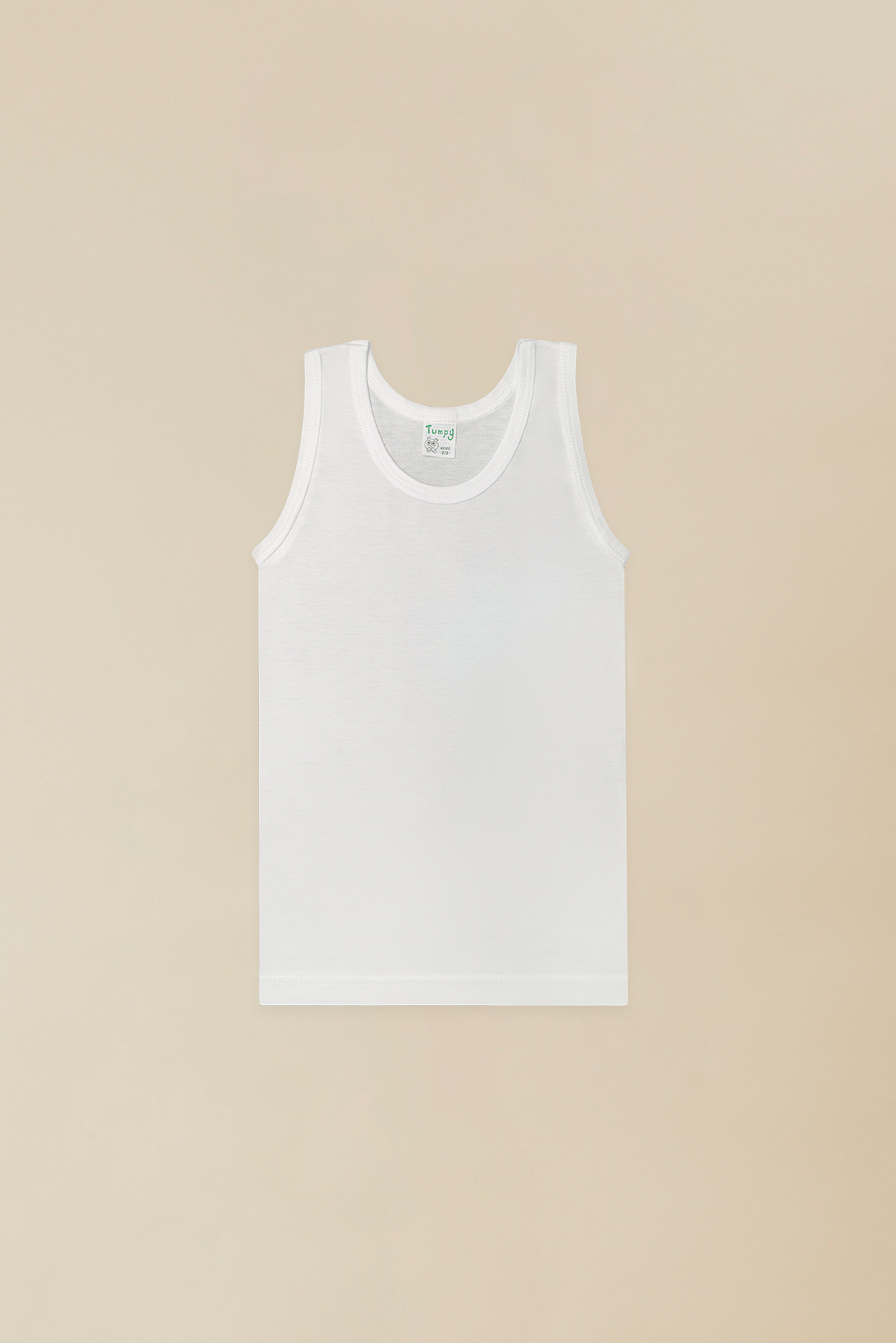 Canotta Intima Bimbo Spalla Larga 100% Cotone Jersey Pettinato Bianco