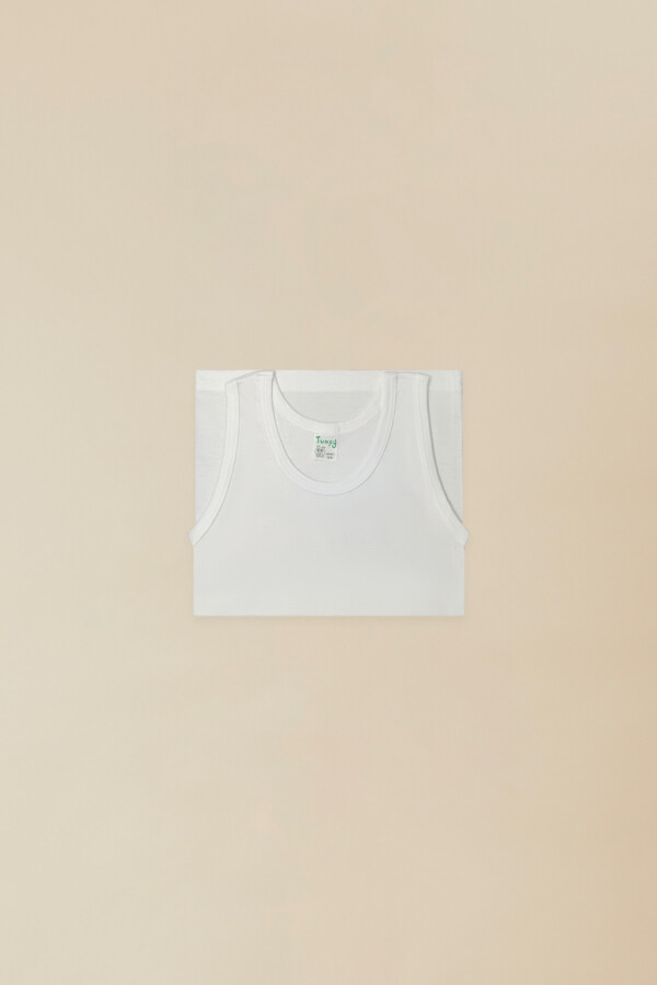 Canotta Intima Bimbo Spalla Larga 100% Cotone Jersey Pettinato Bianco