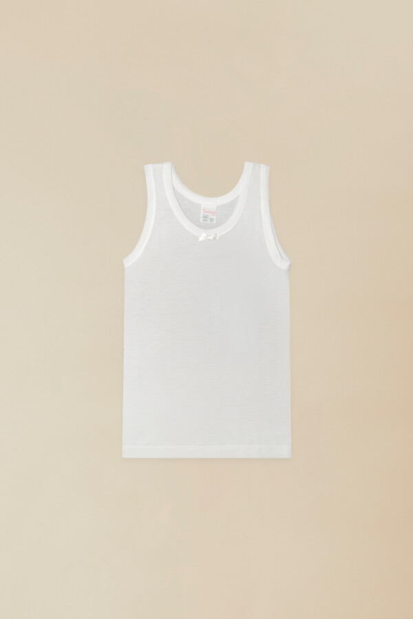 Canotta Intima Bimba Spalla Larga 100% Cotone Jersey Pettinato Bianco
