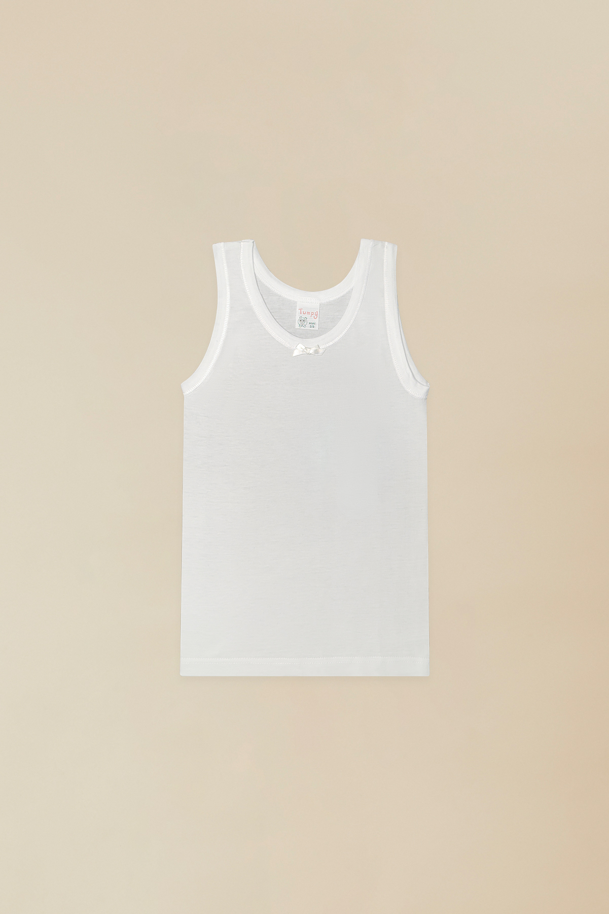 Canotta Intima Bimba Spalla Larga 100% Cotone Jersey Pettinato Bianco