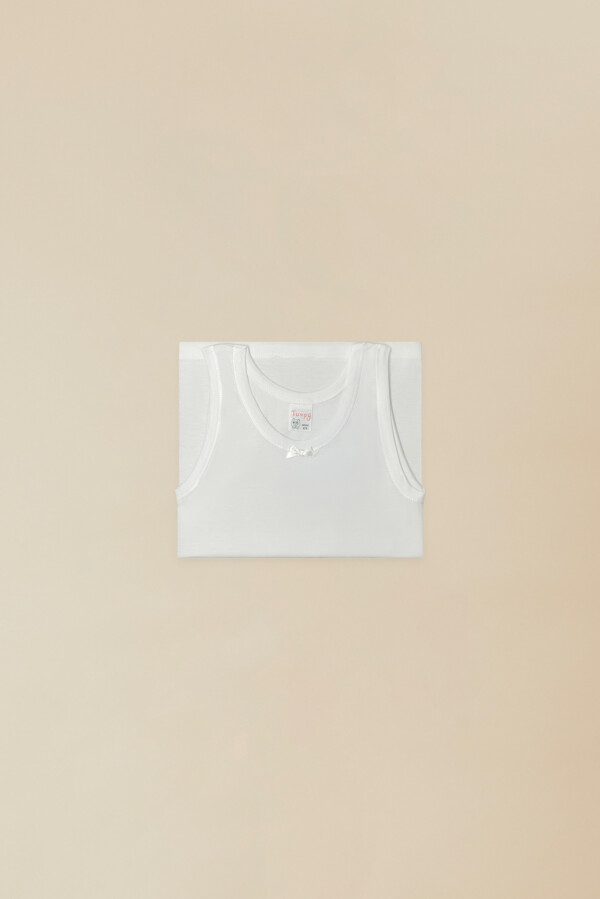 Canotta Intima Bimba Spalla Larga 100% Cotone Jersey Pettinato Bianco
