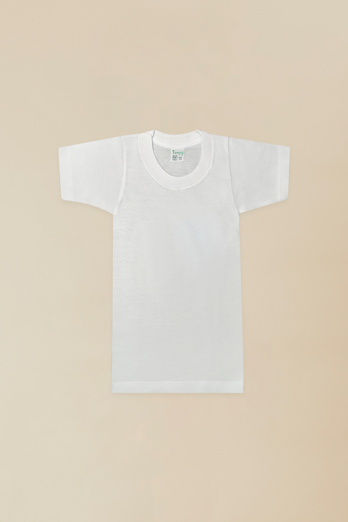 Maglia Intima Bimbo Mezza Manica Girocollo Scollo Alto 100% Cotone Jersey Pettinato Bianco