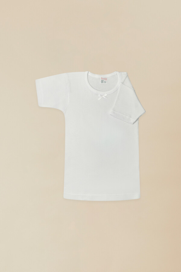 Maglia Intima Bimba Mezza Manica Girocollo 100% Jersey Caldo Cotone Bianco