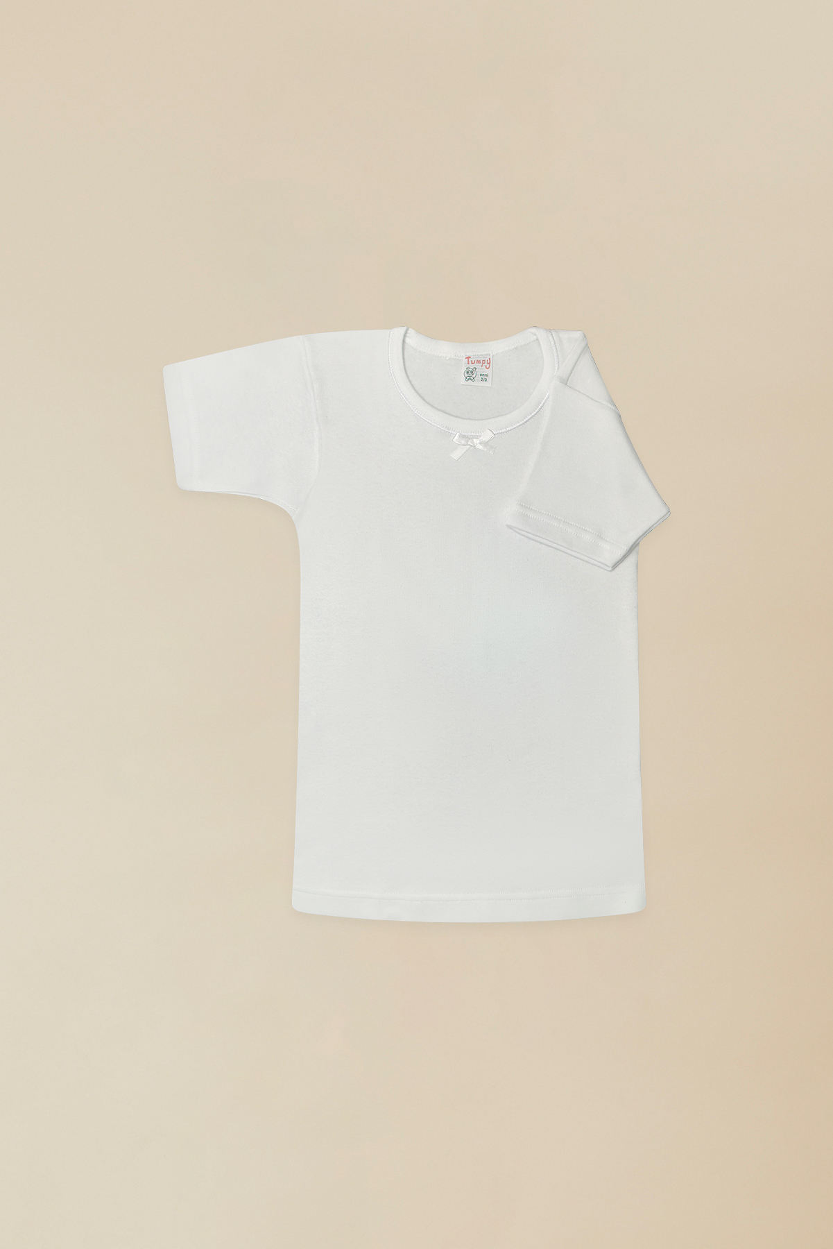 Maglia Intima Bimba Mezza Manica Girocollo 100% Jersey Caldo Cotone Bianco