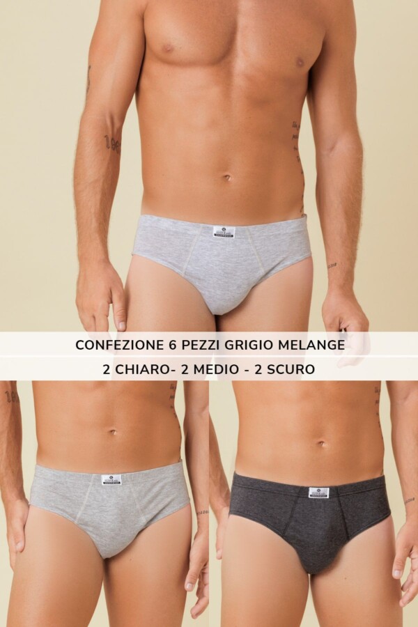 SLIP UOMO 100 COTONE JERSEY MERCERIZZATO GRIGIO MELANGE MILANO