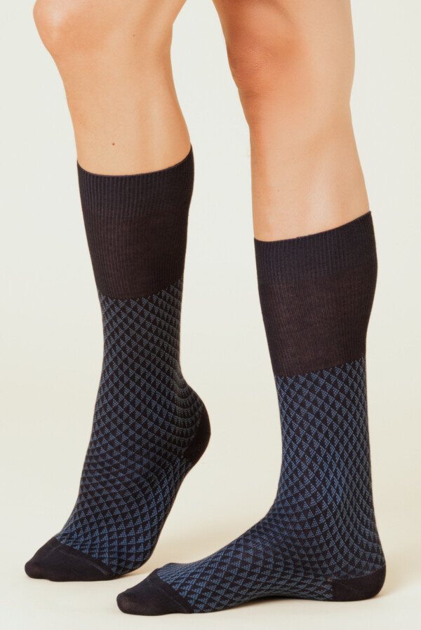 calza corta uomo filo di scozia fantasie jacquard