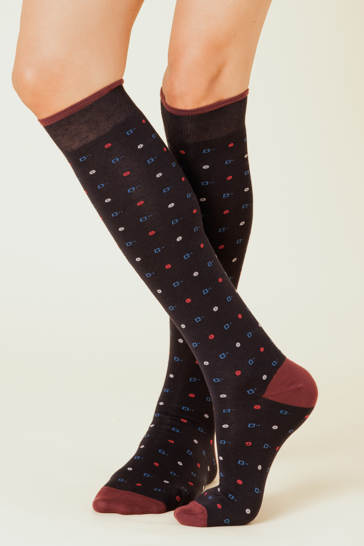 calza lunga uomo cotone fantasia jacquard