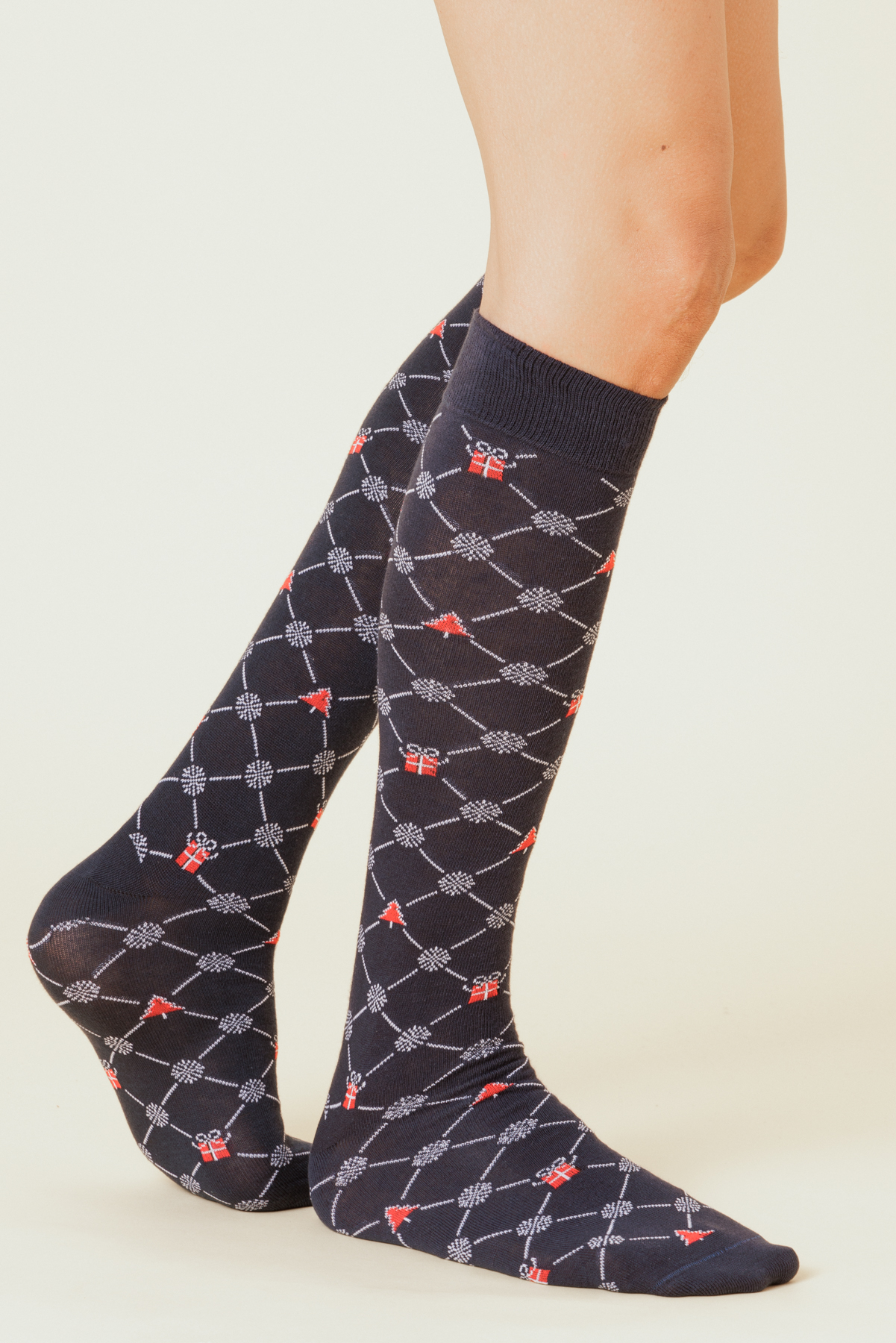 calza lunga uomo cotone fantasia natalizia jacquard