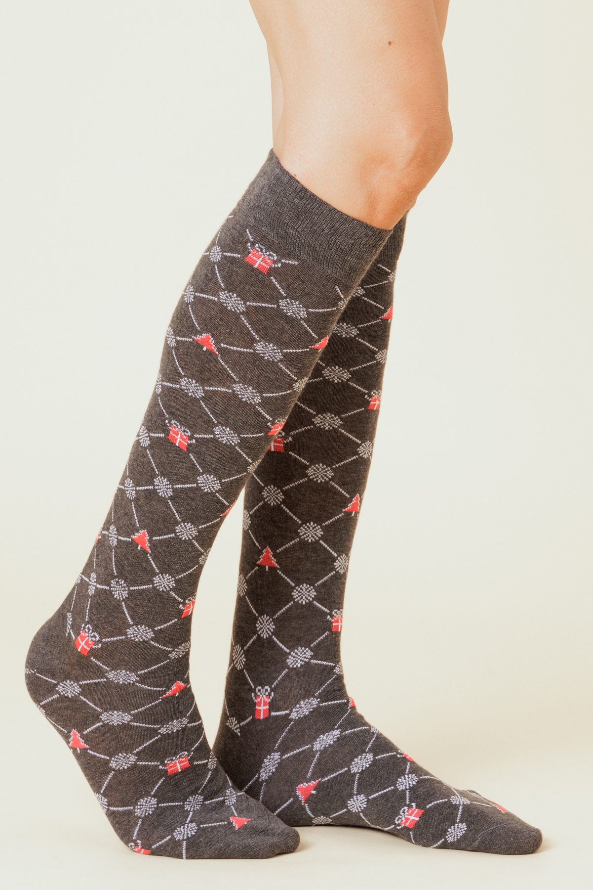 calza lunga uomo cotone fantasia natalizia jacquard