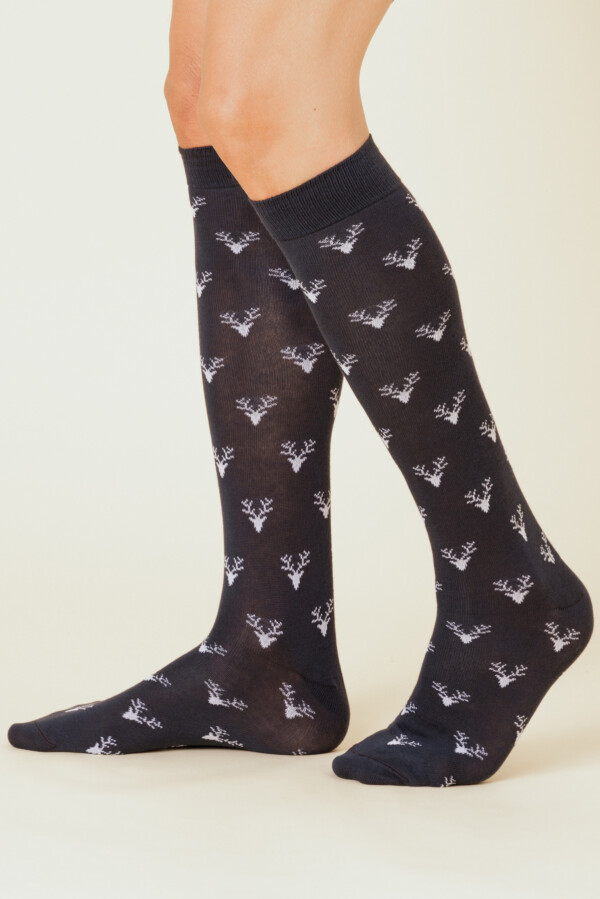 calza lunga uomo cotone fantasia natalizia jacquard