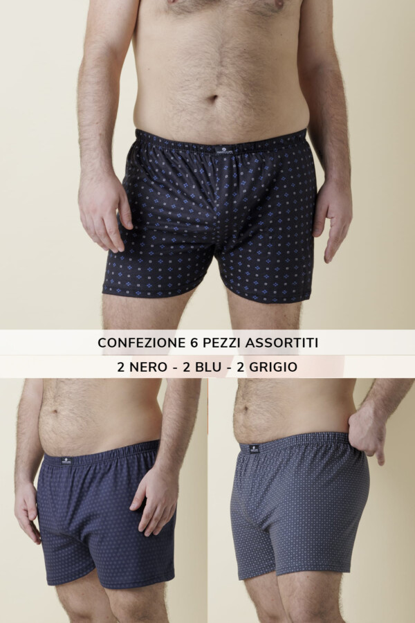 Boxer Uomo Oversize Fronte Fantasia Scura