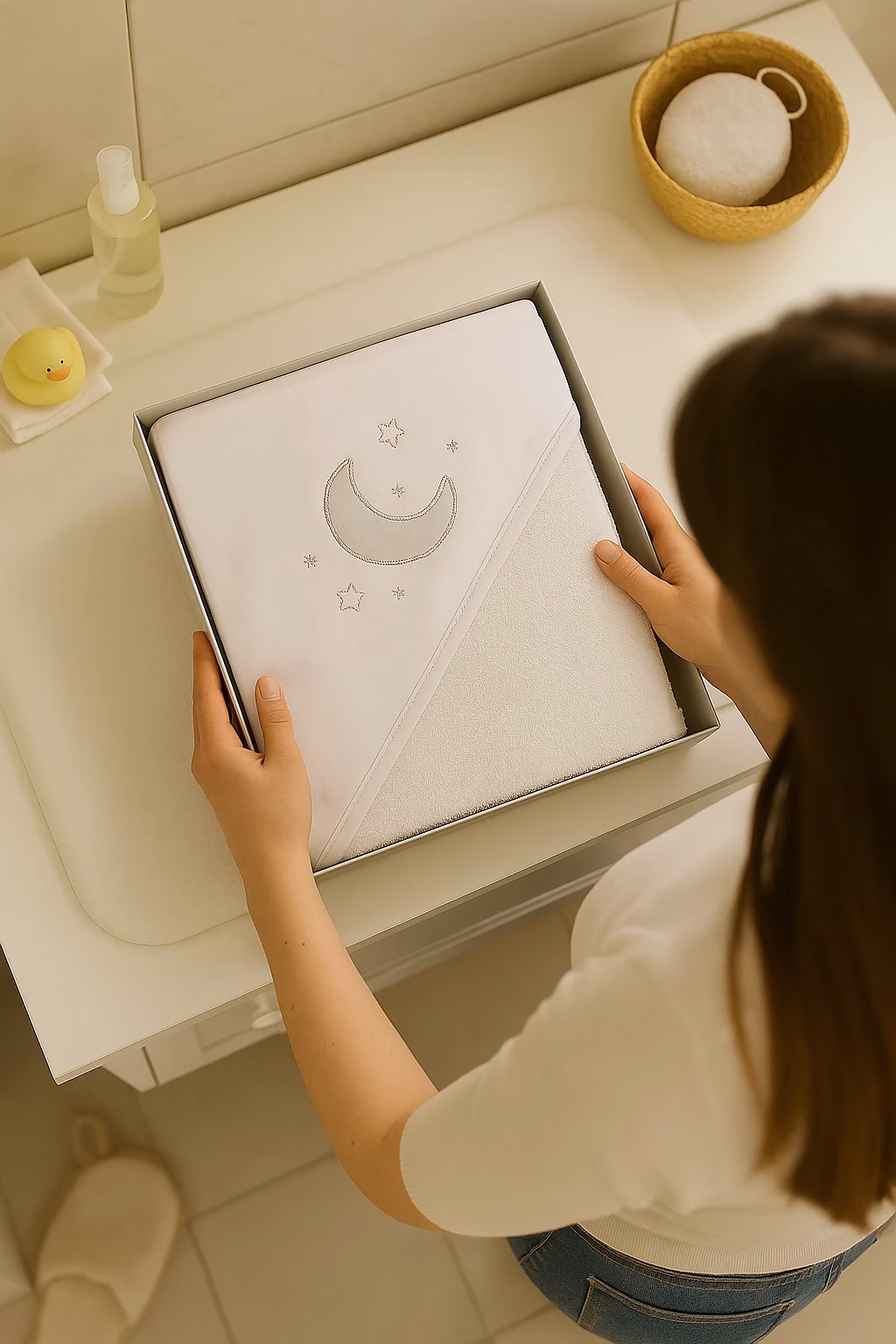 accappatoio con luna ricamato