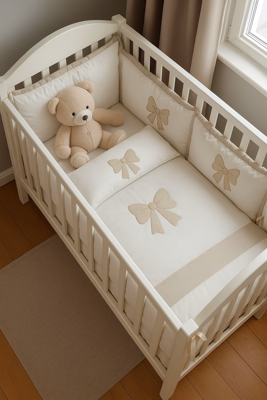 marcluis coordinato lettino fiocco tortora