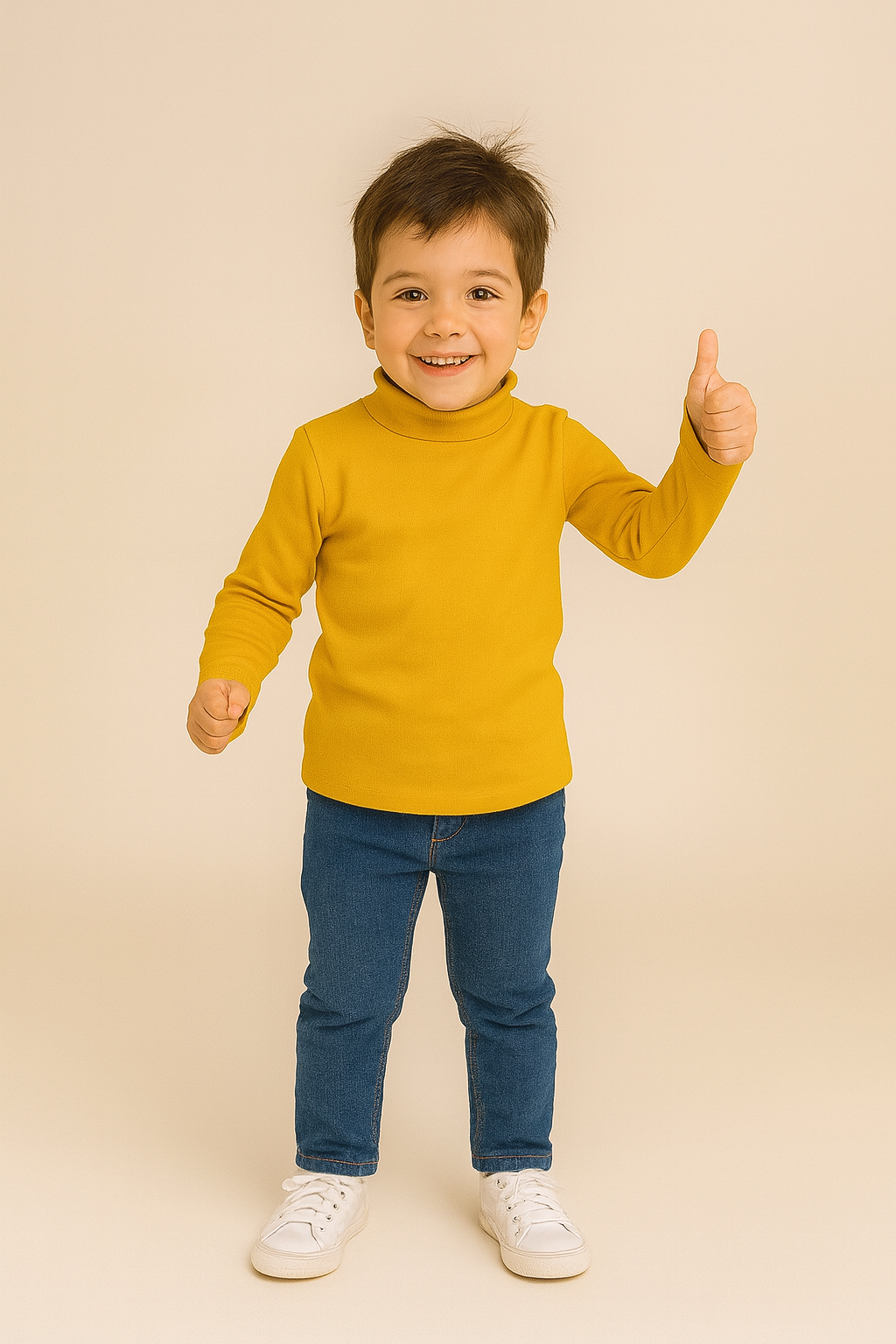 lupetto bimbo caldo cotone senape